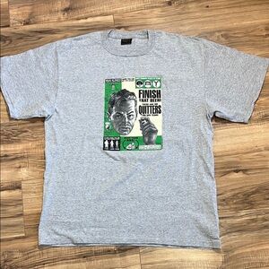 Vintage Changes Gray Graphic T-Shirt with Green and Black Design Sz XL